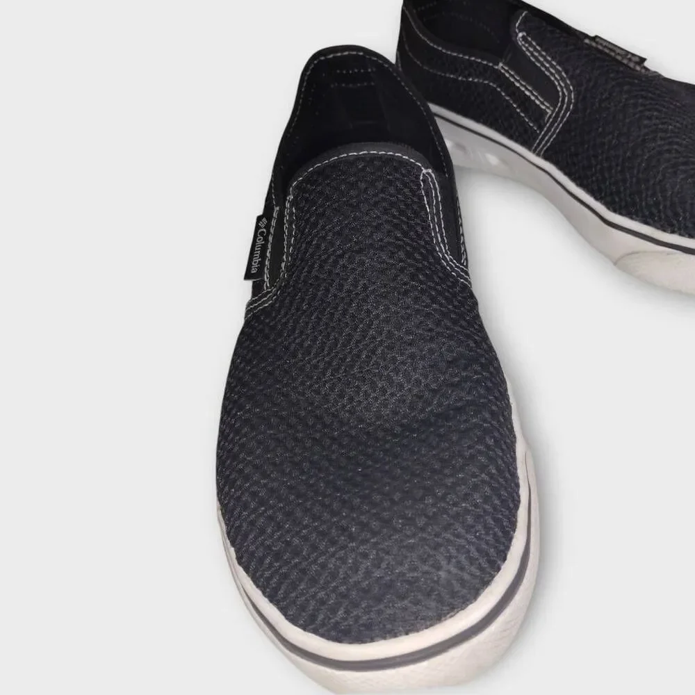 Columbia Mens Shoes Sz 9.5 Black Fabric Slip Ons Comfort Casual Preppy Fisherman